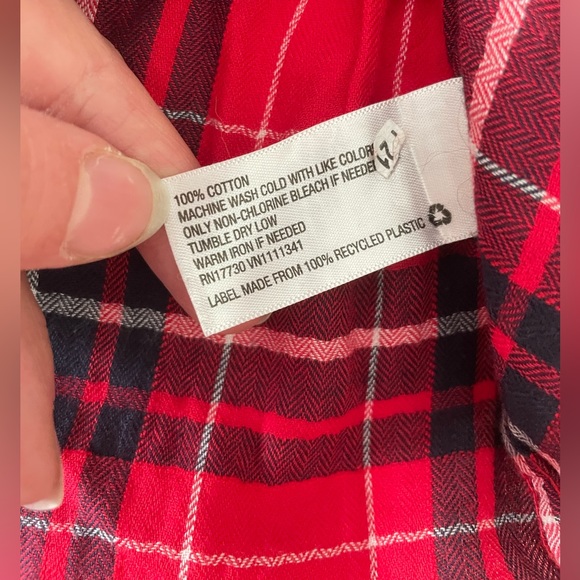 Merona Plaid Flannel Half button Henley - Picture 3 of 3